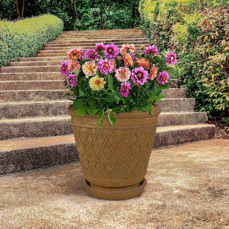 pot 2023,04-2024,03 まとめ売り Msi Aged Granite Lattice Look Indoor/Outdoor Planter with Saucer
